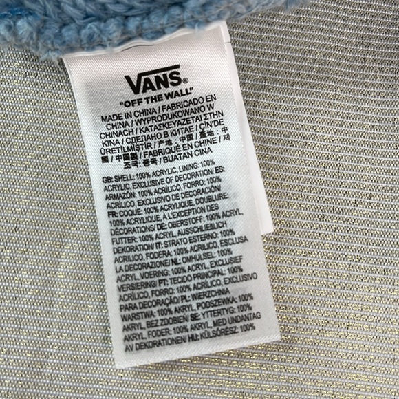 Vans Unisex Ribbed Knit Core Basics Beanie Cuffed Baby Blue Logo OS - Picture 4 of 8